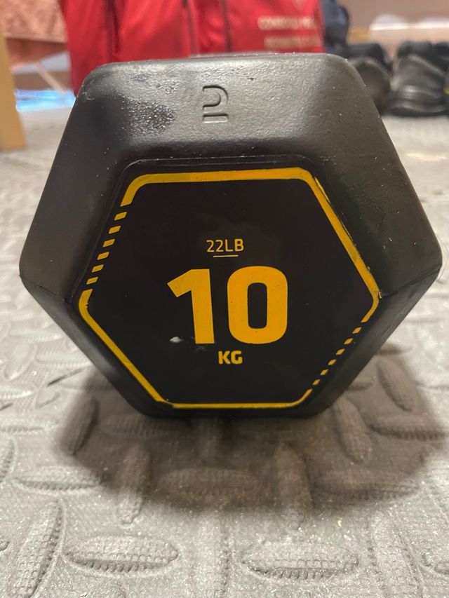 Mancuerna 10 kg Hexagonal Negro/Amarillo