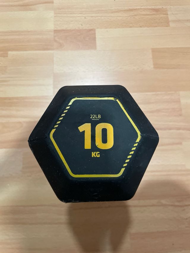 Mancuerna 10 kg Hexagonal Negro/Amarillo