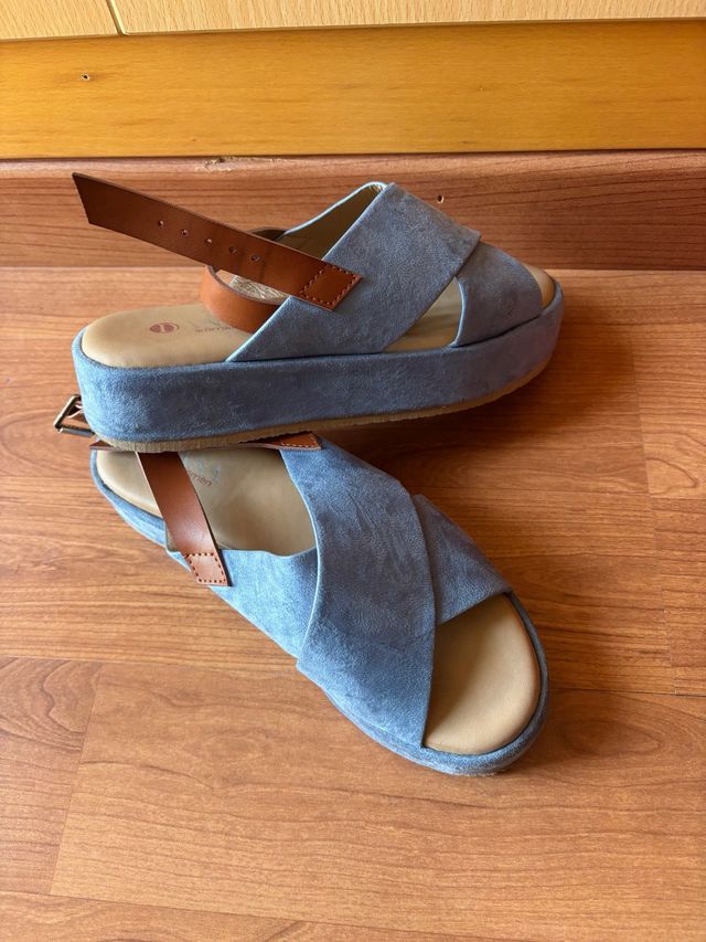 Sandalias Plataforma Azul Talla 37