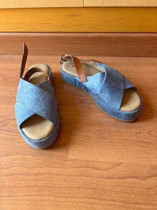 Sandalias Plataforma Azul Talla 37