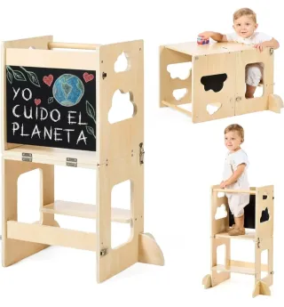 Torre di apprendimento e banco in legno Montessori per bambini
