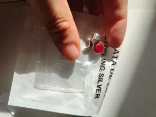 Collar Plata y Rubí Triple Luna