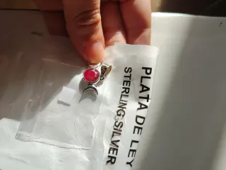 Collar Plata y Rubí Triple Luna