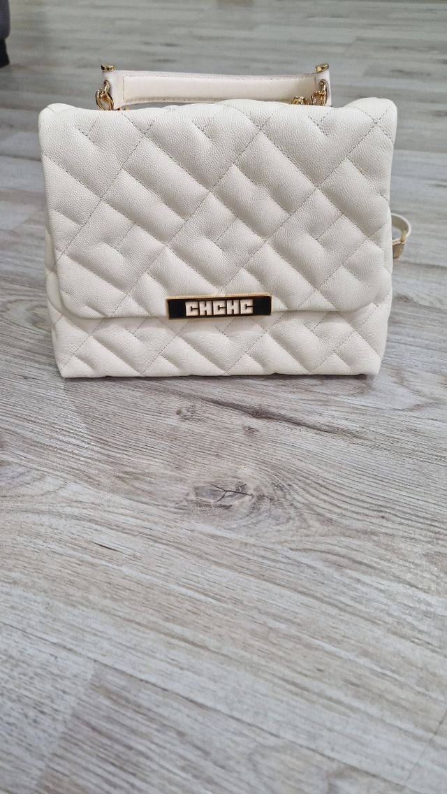 Bolso CH Mujer Nuevo Blanco y Dorado