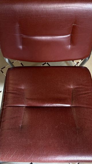 2 Poltrone Vintage Pelle Bordeaux, Tubo Cromo URGENTE