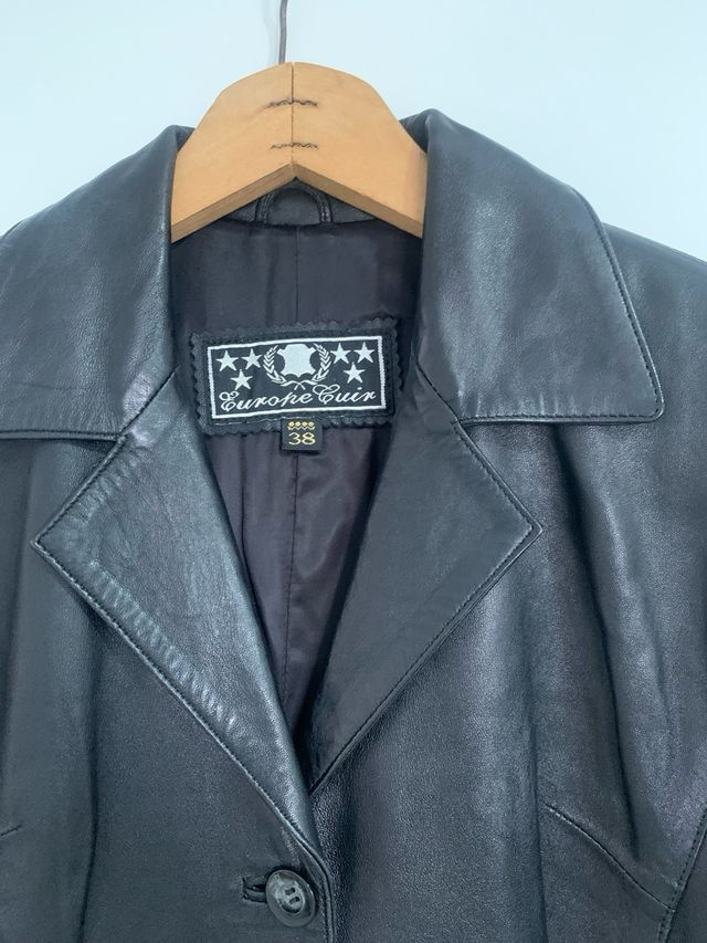 Abrigo de piel auténtico negro