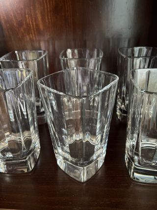 Set 6 Vasos Cristal Diseño Cuadrado