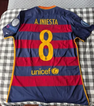 Camiseta FC Barcelona 2015-16 Iniesta Firmada