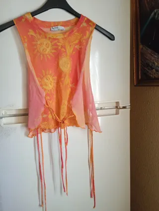 Blusa Bershka Talla Única Naranja y Rosa