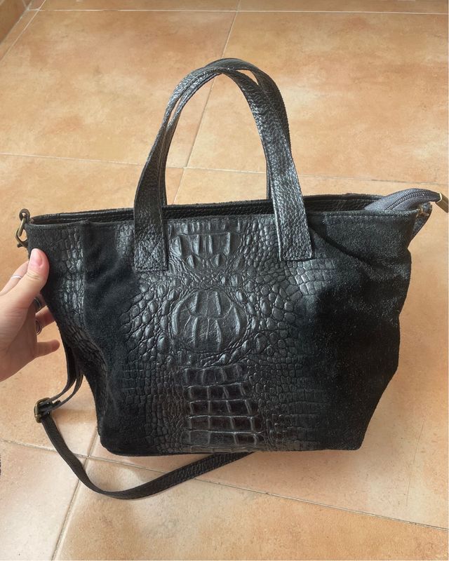 Bolso piel y ante negro