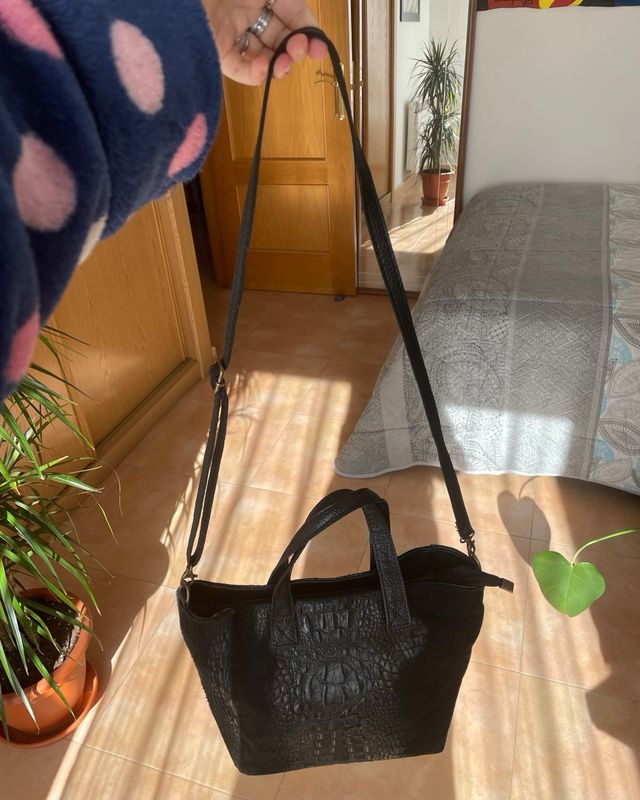 Bolso piel y ante negro