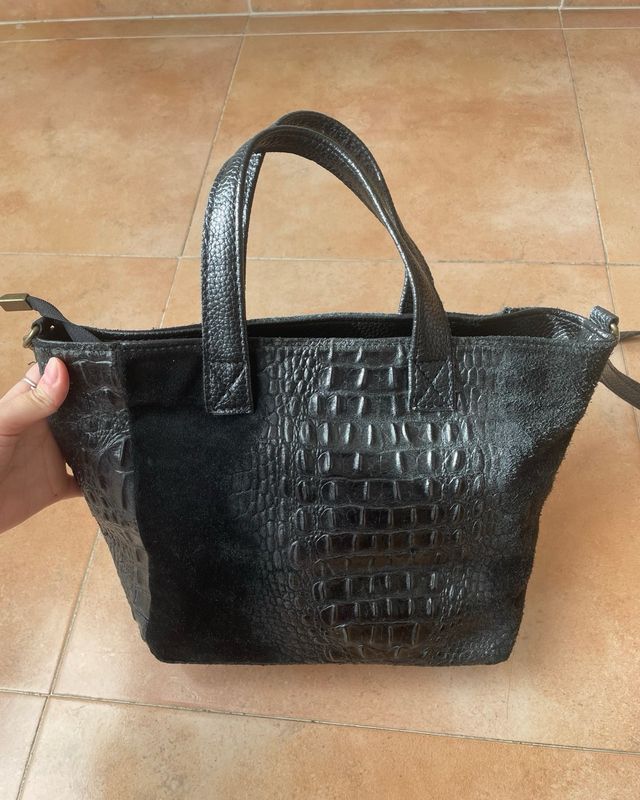 Bolso piel y ante negro