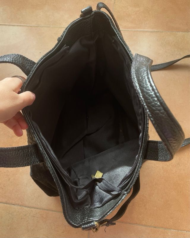 Bolso piel y ante negro