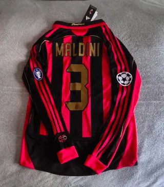 Camiseta Maldini Milán Retro Champions Manga Larga