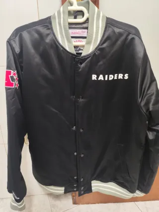 Chaqueta Raiders Negra y Plateada