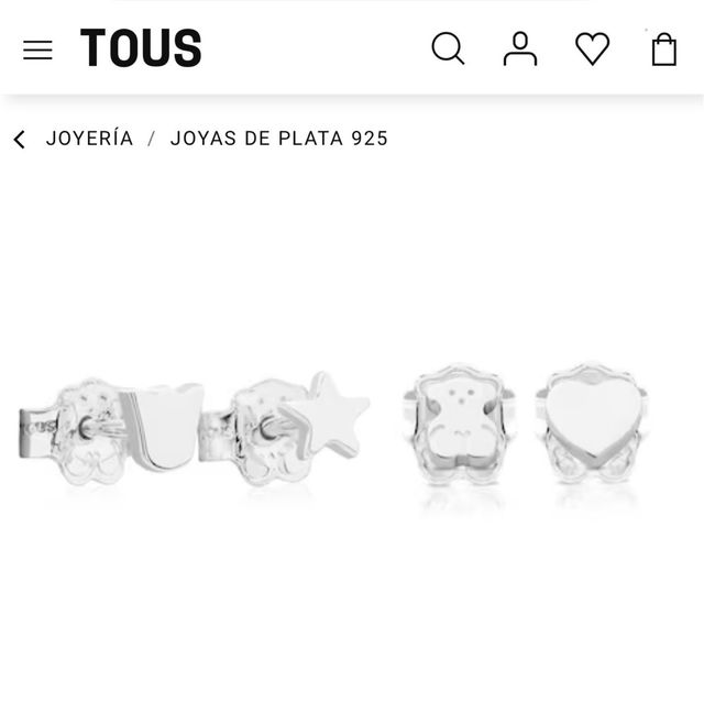 Pack Pendientes Tous Plata Para piercing o bebés