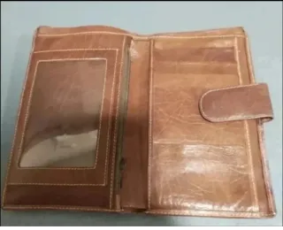 Cartera monedero cuero marrón