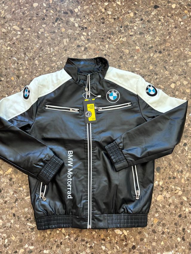 Chaqueta BMW Motorrad Piel Sintética Negra/Blanca