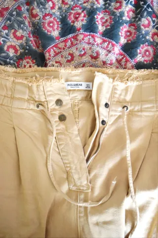 Pantalón ancho tela vaquera cintura regulable