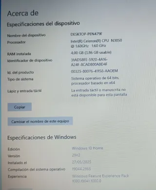 Ordenador Portátil HP Azul