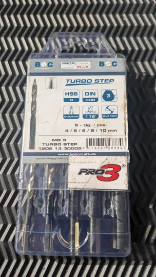 Brocas HSS DIN 338 Turbo Step 5 uds