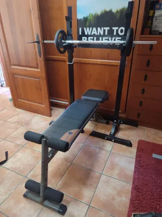 Banco y soportes para barra press banca