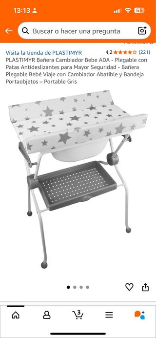 Bañera cambiador Plastimyr estrellas