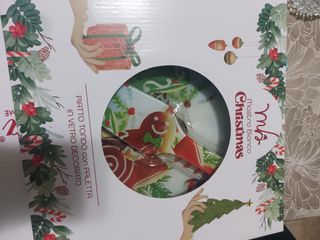 Piatto Tondo Mastro Bianco Natale Vetro Decorato