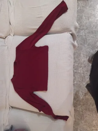 Camiseta corta manga larga granate Talla S