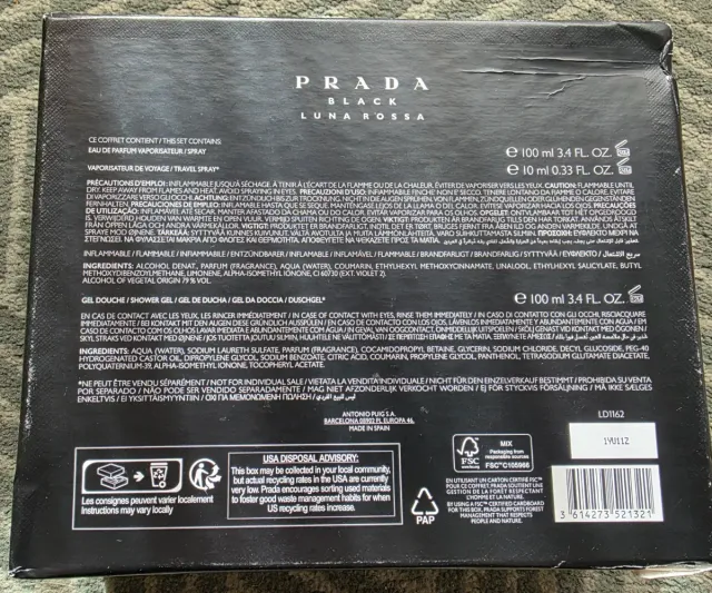 Set regalo Prada Black Luna Rossa nuovo