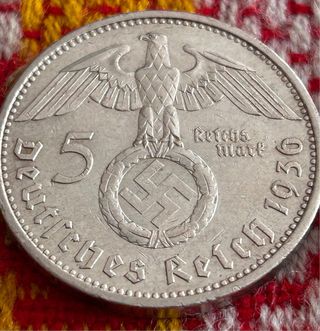 6 Monedas 5 Reichsmark  plata del  III Reich.