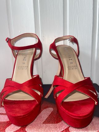 Tacones Rojos Fiesta MaryPaz Talla 38