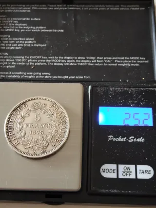 5 francos Francia 1873