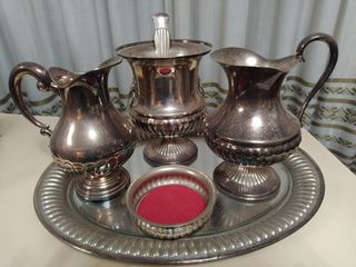 Juego de alpaca: 2 jarras y bandeja