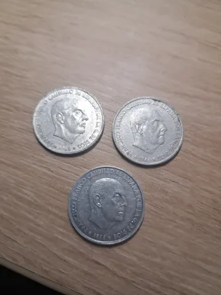 3 Monedas 50 Céntimos Peseta Franco
