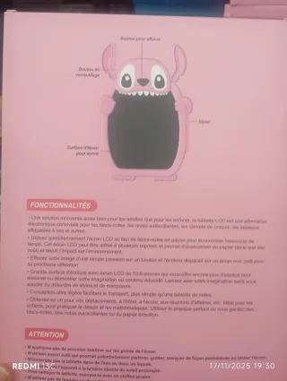 Quadro LCD Escrita Criança Stitch