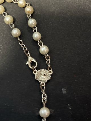 Pulsera Rosario Perlas Plata Cruz