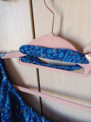 Top Brownie Azul y Dorado Asimétrico