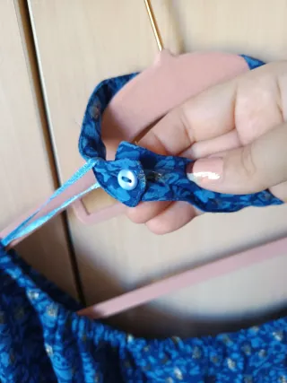 Top Brownie Azul y Dorado Asimétrico