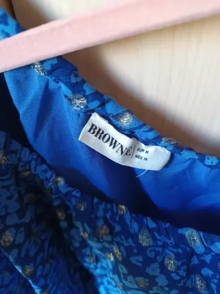 Top Brownie Azul y Dorado Asimétrico