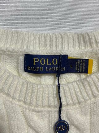 Jersey de punto trenzado blanco Polo Ralph Lauren