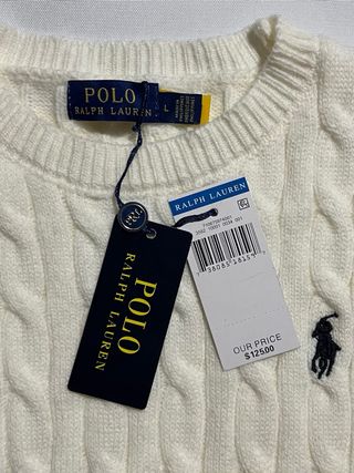 Jersey de punto trenzado blanco Polo Ralph Lauren