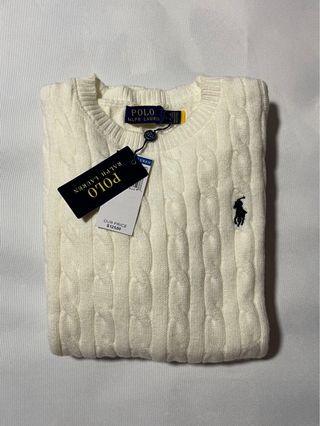 Jersey de punto trenzado blanco Polo Ralph Lauren