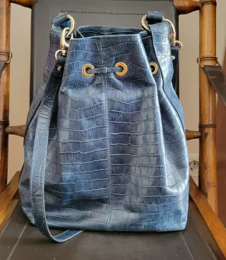 Bolso Lasserre Azul Cocodrilo