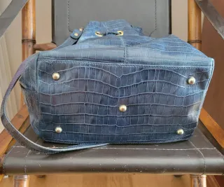 Bolso Lasserre Azul Cocodrilo