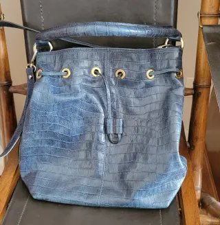 Bolso Lasserre Azul Cocodrilo