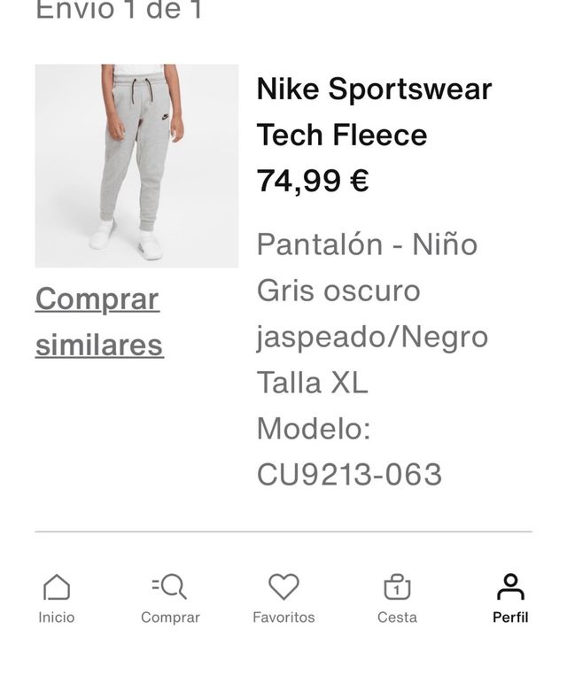 Pantalón Nike Tech Fleece Niño Talla XL, 158-170cm