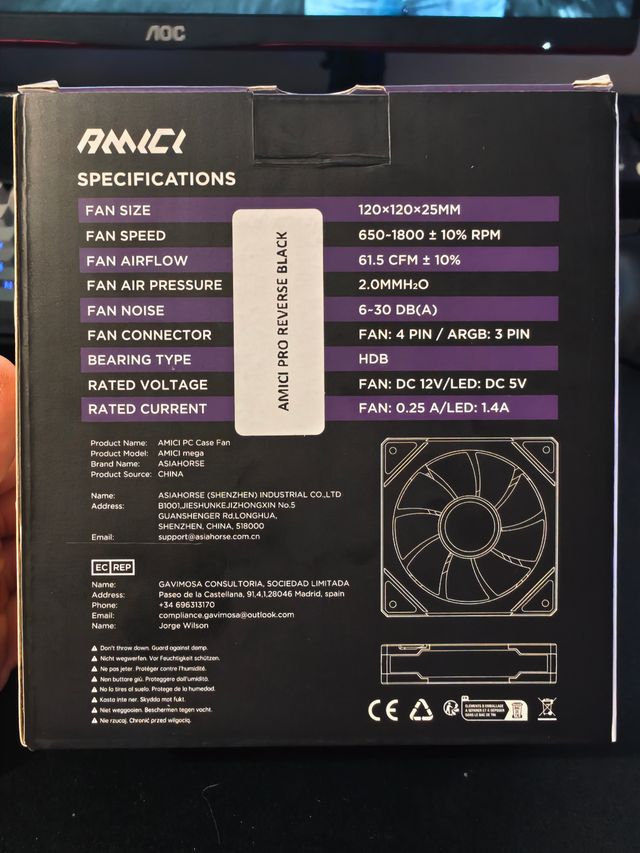 Kit 6 Ventole ARGB 120mm Asiahorse AMICI Reverse