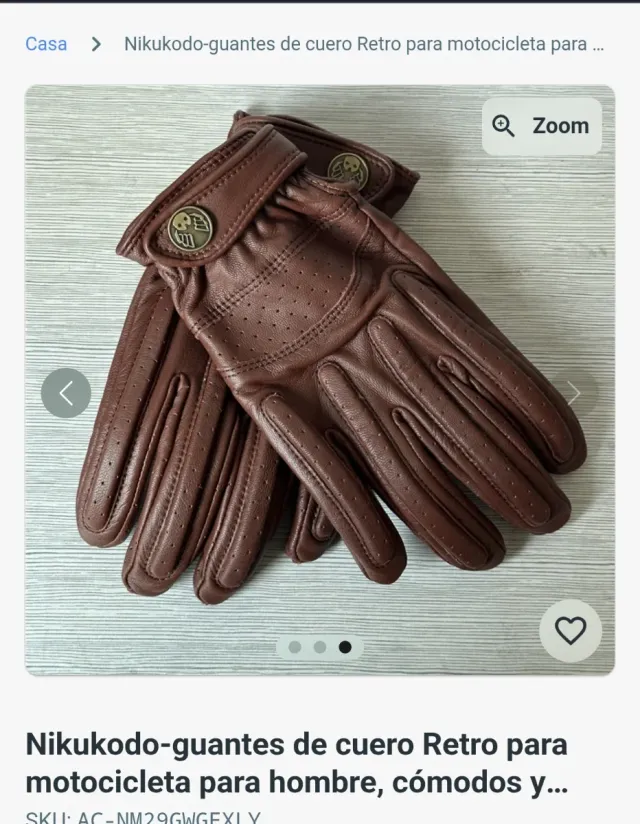Guantes de cuero Retro Nikukodo Moto talla S-M