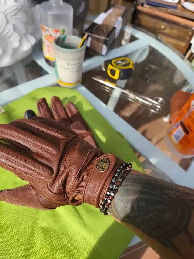 Guantes de cuero Retro Nikukodo Moto talla S-M